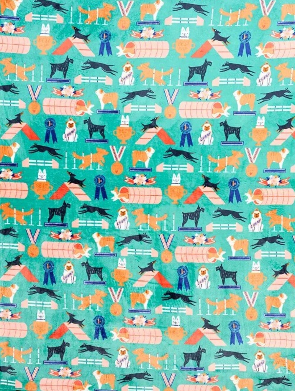 Dog Show Agility theme The Big One Plush Throw blanket limited edition NEW